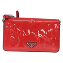 PRADA Shoulder Bag Enamel 2way Red Silver Auth 159397-3