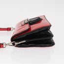 PRADA Shoulder Bag Enamel 2way Red Silver Auth 159397-5