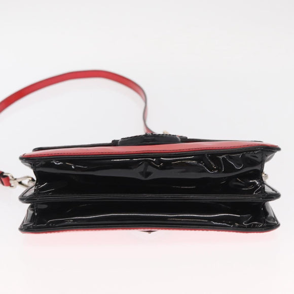 PRADA Shoulder Bag Enamel 2way Red Silver Auth 159397