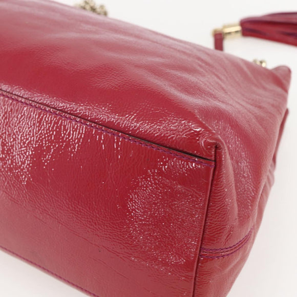 GUCCI Soho Chain Tote Bag Red Gold Auth 159398