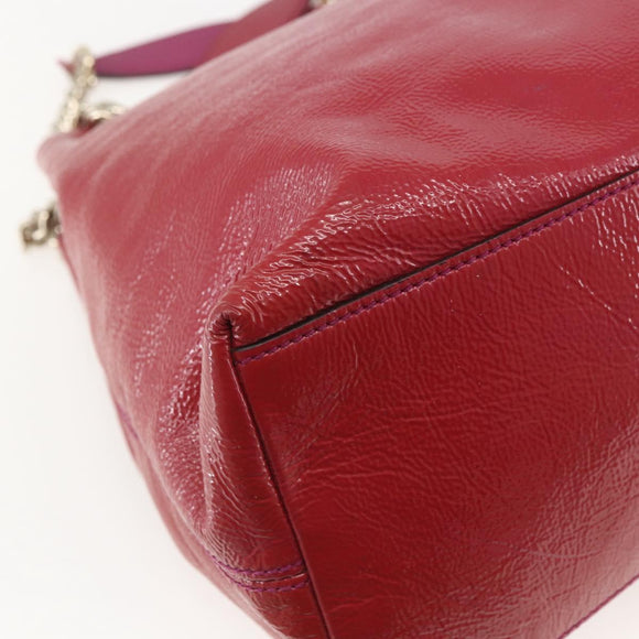 GUCCI Soho Chain Tote Bag Red Gold Auth 159398