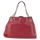 GUCCI Soho Chain Tote Bag Red Gold Auth 159398-2