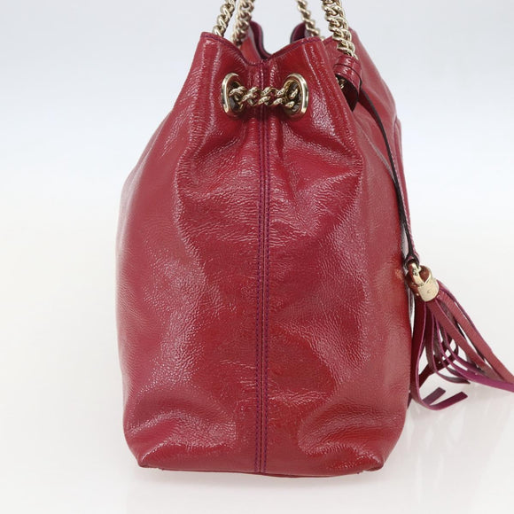 GUCCI Soho Chain Tote Bag Red Gold Auth 159398