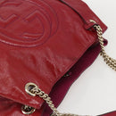 GUCCI Soho Chain Tote Bag Red Gold Auth 159398-6