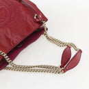 GUCCI Soho Chain Tote Bag Red Gold Auth 159398-7