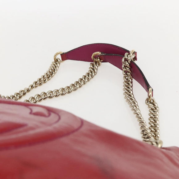 GUCCI Soho Chain Tote Bag Red Gold Auth 159398