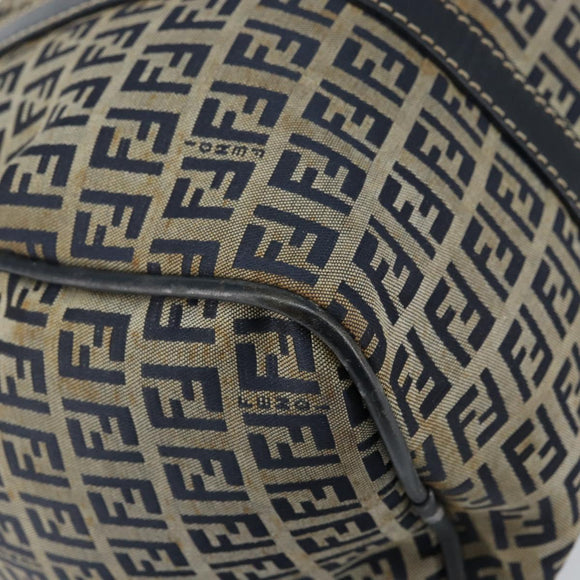 FENDI Zucchino Canvas Hand Bag Navy Silver Auth 159400