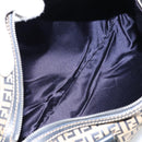 FENDI Zucchino Canvas Hand Bag Navy Silver Auth 159400-16