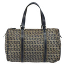 FENDI Zucchino Canvas Hand Bag Navy Silver Auth 159400-2