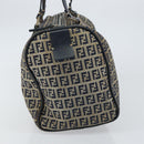 FENDI Zucchino Canvas Hand Bag Navy Silver Auth 159400-4