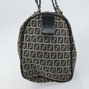 FENDI Zucchino Canvas Hand Bag Navy Silver Auth 159400-5