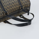 FENDI Zucchino Canvas Hand Bag Navy Silver Auth 159400-7