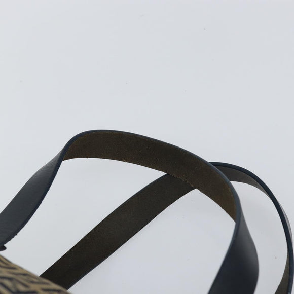 FENDI Zucchino Canvas Hand Bag Navy Silver Auth 159400