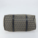 FENDI Zucchino Canvas Hand Bag Navy Silver Auth 159400-9