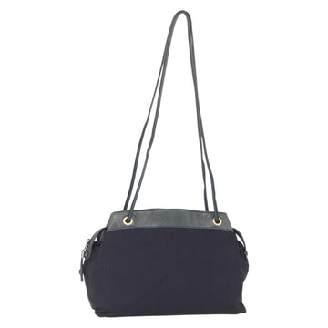 LOEWE Shoulder Bag Nylon Navy Gold Auth 159401