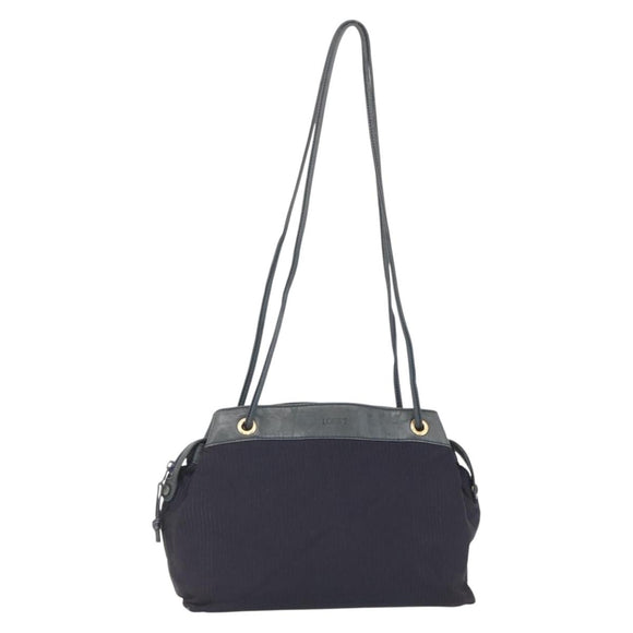 LOEWE Shoulder Bag Nylon Navy Gold Auth 159401