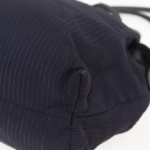 LOEWE Shoulder Bag Nylon Navy Gold Auth 159401