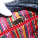 LOEWE Shoulder Bag Nylon Navy Gold Auth 159401-17