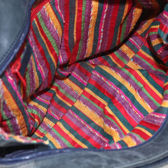 LOEWE Shoulder Bag Nylon Navy Gold Auth 159401