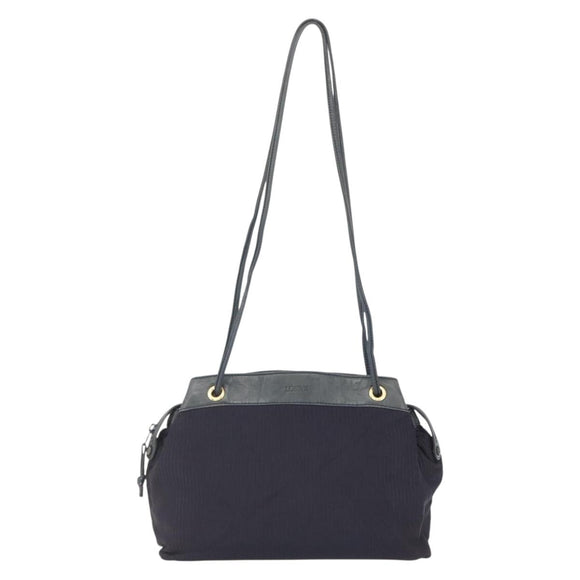 LOEWE Shoulder Bag Nylon Navy Gold Auth 159401