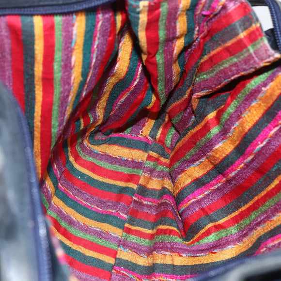 LOEWE Shoulder Bag Nylon Navy Gold Auth 159401