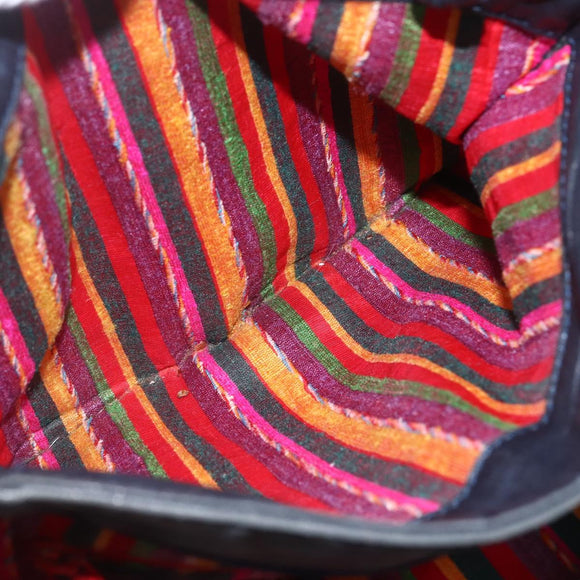 LOEWE Shoulder Bag Nylon Navy Gold Auth 159401