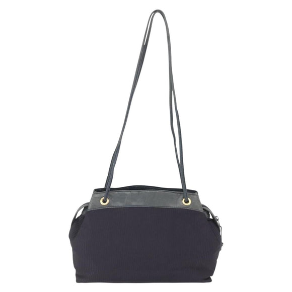 LOEWE Shoulder Bag Nylon Navy Gold Auth 159401
