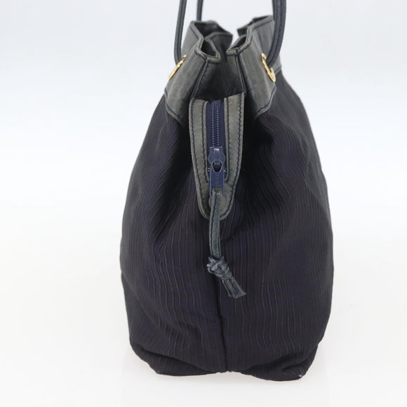 LOEWE Shoulder Bag Nylon Navy Gold Auth 159401