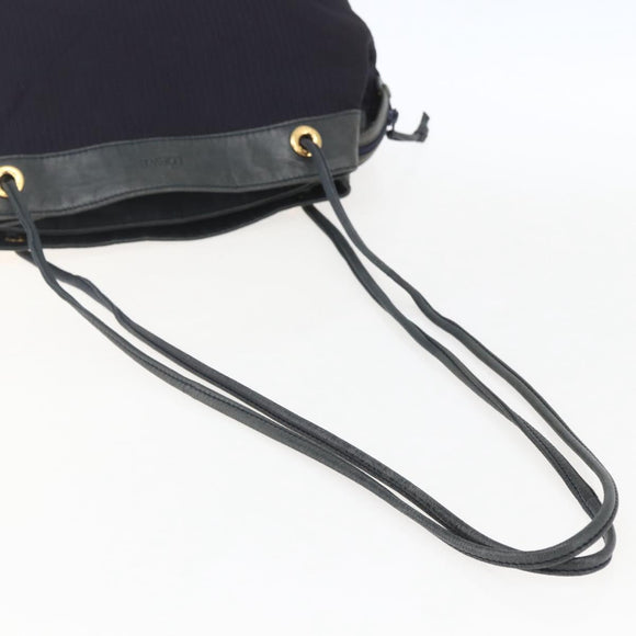 LOEWE Shoulder Bag Nylon Navy Gold Auth 159401