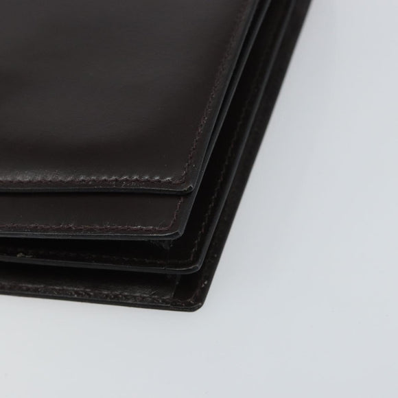 GUCCI Shoulder Bag Leather Dark Brown Gold Auth 159402