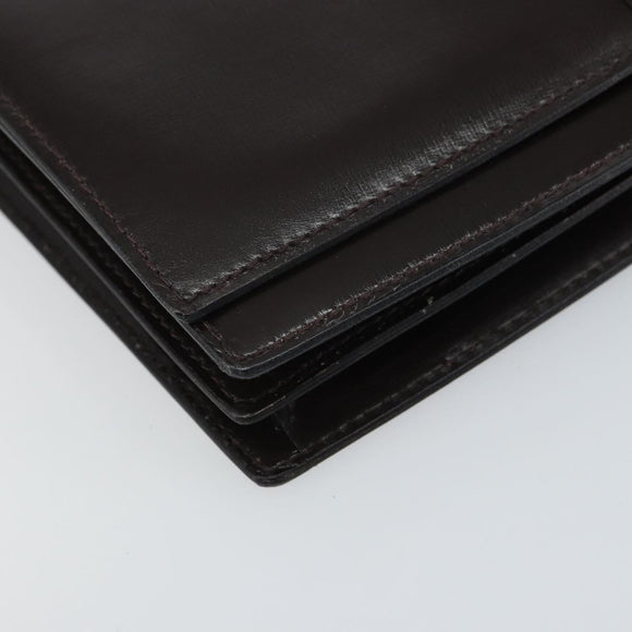 GUCCI Shoulder Bag Leather Dark Brown Gold Auth 159402