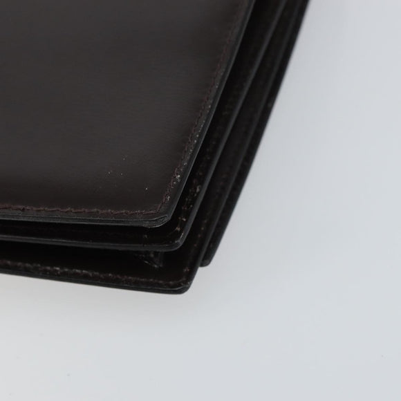 GUCCI Shoulder Bag Leather Dark Brown Gold Auth 159402