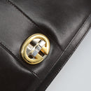 GUCCI Shoulder Bag Leather Dark Brown Gold Auth 159402-17