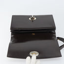 GUCCI Shoulder Bag Leather Dark Brown Gold Auth 159402-10