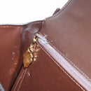 GUCCI Shoulder Bag Leather Dark Brown Gold Auth 159402-21