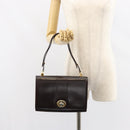 GUCCI Shoulder Bag Leather Dark Brown Gold Auth 159402-23