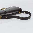 GUCCI Shoulder Bag Leather Dark Brown Gold Auth 159402-7