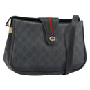 GUCCI GG Supreme Web Sherry Line Bag PVC Black Gold 116 02 076 Auth 159403-1