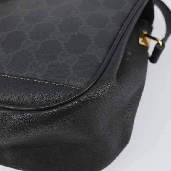 GUCCI GG Supreme Web Sherry Line Bag PVC Black Gold 116 02 076 Auth 159403