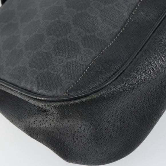 GUCCI GG Supreme Web Sherry Line Bag PVC Black Gold 116 02 076 Auth 159403