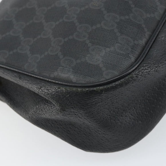 GUCCI GG Supreme Web Sherry Line Bag PVC Black Gold 116 02 076 Auth 159403