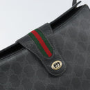GUCCI GG Supreme Web Sherry Line Bag PVC Black Gold 116 02 076 Auth 159403-17