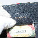 GUCCI GG Supreme Web Sherry Line Bag PVC Black Gold 116 02 076 Auth 159403-12