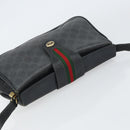 GUCCI GG Supreme Web Sherry Line Bag PVC Black Gold 116 02 076 Auth 159403-6