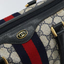 GUCCI GG Supreme Sherry Line Boston Bag PVC Navy Gold 69 02 006 Auth 159404-14