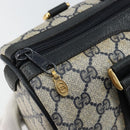 GUCCI GG Supreme Sherry Line Boston Bag PVC Navy Gold 69 02 006 Auth 159404-15