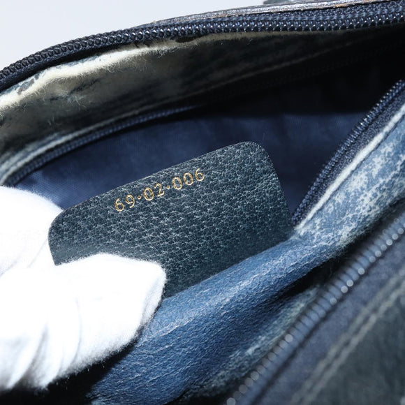 GUCCI GG Supreme Sherry Line Boston Bag PVC Navy Gold 69 02 006 Auth 159404