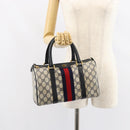 GUCCI GG Supreme Sherry Line Boston Bag PVC Navy Gold 69 02 006 Auth 159404-23