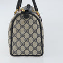 GUCCI GG Supreme Sherry Line Boston Bag PVC Navy Gold 69 02 006 Auth 159404-4