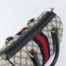 GUCCI GG Supreme Sherry Line Boston Bag PVC Navy Gold 69 02 006 Auth 159404-6